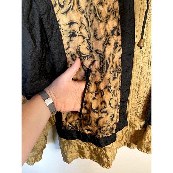 Active Stuff | VINTAGE 90s Gold and Black Windbreaker Jacket Size Medium - Picture 2 of 7